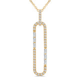 3/5 CTW Baguette Diamond Oval Links Pendant Necklace in 18K Yellow Gold (MD250369)