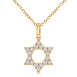 1/5 CTW Round Diamond Star of David Symbolic Pendant Necklace in 18K Yellow Gold (MD250370)