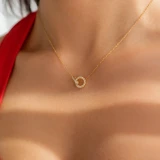 1/3 CTW Round Diamond Entwined Loop Circle Necklace in 18K Yellow Gold (MD250371)