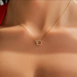 1/3 CTW Round Diamond Entwined Loop Circle Necklace in 18K Yellow Gold (MD250371)