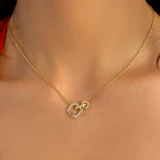 5/8 CTW Baguette Diamond Cushion Links Necklace in 18K Yellow Gold (MD250372)