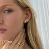 1 1/2 CTW Round Diamond Floral Flower Halo Stud Earrings in 18K Yellow Gold (MD250375)
