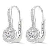 2/3 CTW Round Diamond Halo Drop/Dangle Earrings in 18K White Gold (MD250377)