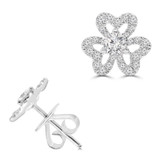 1/3 CTW Round Diamond Clover Floral Stud Earrings in 18K White Gold (MD250380)