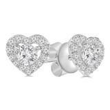 3/5 CTW Round Diamond Heart Halo Stud Earrings in 18K White Gold (MD250381)