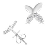 1/10 CTW Round Diamond Floral Stud Earrings in 18K White Gold (MD250382)