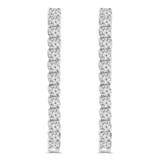 1 3/8 CTW Round Diamond Oval Inside Outside Hoop Earrings in 18K White Gold (MD250383)