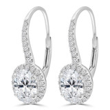 1 3/8 CTW Oval Diamond Oval Halo Dangle/Drop Earrings in 18K White Gold (MD250384)