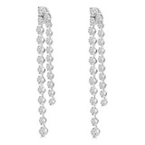 1 CTW Round Diamond Double Strand Dangle Stud Earrings in 18K White Gold (MD250385)