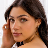 1 3/5 CTW Emerald Lab Created Diamond  Bezel Set Hoop Huggie Earrings in 14K White Gold (MD250388)