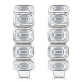 1 3/5 CTW Emerald Lab Created Diamond  Bezel Set Hoop Huggie Earrings in 14K White Gold (MD250388)