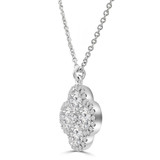 2 1/8 CTW Round Lab Created Diamond  Cluster Floral Clover Halo Pendant Necklace in 14K White Gold (MD250390)