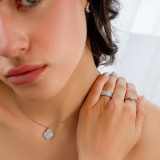 2 1/8 CTW Round Lab Created Diamond  Cluster Floral Clover Halo Pendant Necklace in 14K White Gold (MD250390)