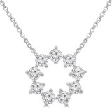 1 1/6 CTW Round Lab Created Diamond  Floral Circle Necklace in 14K White Gold (MD250392)