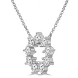 1 1/6 CTW Round Lab Created Diamond  Floral Circle Necklace in 14K White Gold (MD250392)
