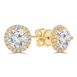 2 1/3 CTW Round Lab Created Diamond  Halo Stud Earrings in 18K Yellow Gold (MD250395)