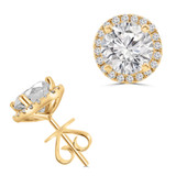 2 1/3 CTW Round Lab Created Diamond  Halo Stud Earrings in 18K Yellow Gold (MD250395)