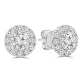 1 3/5 CTW Round Lab Created Diamond  Halo Stud Earrings in 18K White Gold (MD250396)
