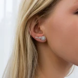 1 1/8 CTW Round Lab Created Diamond  Halo Stud Earrings in 18K White Gold (MD250397)