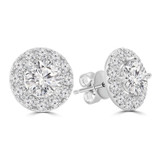 3 1/4 CTW Round Lab Created Diamond  Halo Stud Earrings in 18K White Gold (MD250398)