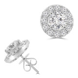 3 1/4 CTW Round Lab Created Diamond  Halo Stud Earrings in 18K White Gold (MD250398)