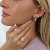 1 CTW Round Lab Created Diamond  Halo Drop/Dangle Earrings in 18K White Gold (MD250399)