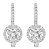 1 CTW Round Lab Created Diamond  Halo Drop/Dangle Earrings in 18K White Gold (MD250399)