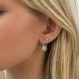 1 1/3 CTW Round Lab Created Diamond  Halo Drop/Dangle Earrings in 18K White Gold (MD250400)