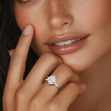 2 2/5 CT Round Lab Created Diamond  Compass Prong Solitaire Engagement Ring in 14K White Gold (MD250402)