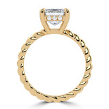 2 3/5 CTW Emerald Lab Created Diamond  Hidden Halo Solitaire with Accents Engagement Ring in 14K Yellow Gold with Twisted Band (MD250403)