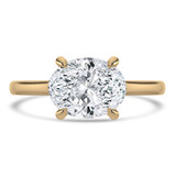 1 3/5 CT Oval Lab Created Diamond  Horizontal Set Cathedral Solitaire Engagement Ring in 14K Yellow Gold (MD250404)