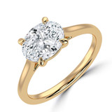 1 3/5 CT Oval Lab Created Diamond  Horizontal Set Cathedral Solitaire Engagement Ring in 14K Yellow Gold (MD250404)