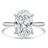 3 1/5 CTW Oval Lab Created Diamond  High Set Hidden Halo Solitaire with Accents Engagement Ring in 14K White Gold (MD250409)