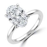 3 1/5 CTW Oval Lab Created Diamond  High Set Hidden Halo Solitaire with Accents Engagement Ring in 14K White Gold (MD250409)