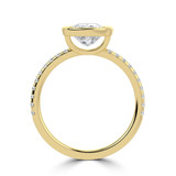 2 1/5 CTW Cushion Lab Created Diamond  Bezel Set Open Bridge Solitaire with Accents Engagement Ring in 14K Yellow Gold (MD250412)