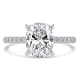2 1/2 CTW Cushion Lab Created Diamond  Hidden Halo Solitaire with Accents Engagement Ring in 14K White Gold (MD250413)