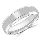 6 MM Satin Finish with High Polish Grooves Modern Mens Wedding Band in White Gold (MDVB0708)