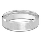 6 MM Satin Finish with High Polish Edges Modern Mens Wedding Band in White Gold (MDVB0740)