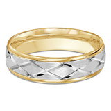 6 MM Satin Finish with High Polish Edges Modern Mens Wedding Band in Two-Tone Yellow & White Gold (MDVB0746)