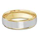 6 MM Satin Finish High Polish Modern Mens Wedding Band in Two-Tone Yellow & White Gold (MDVB0756)