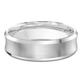 6 MM Satin Finish High Polish Modern Mens Wedding Band in White Gold (MDVB0761)