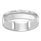6 MM Satin Finish High Polish Modern Mens Wedding Band in White Gold (MDVB0797)