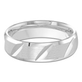 6 MM Satin Finish with High Polish Edges Modern Mens Wedding Band in White Gold (MDVB0817)