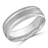 7 MM Modern Mens Wedding Band in White Gold (MDVB0828)