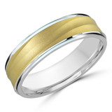 6 MM with High Polish Edges Modern Mens Wedding Band in Two-Tone White & Yellow Gold (MDVB0841)