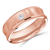 7 MM Diamond Mens Wedding Band in Rose Gold (MDVB0851)