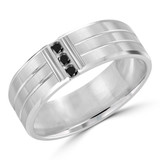 7 MM Black Diamond Mens Wedding Band in White Gold (MDVB0929)