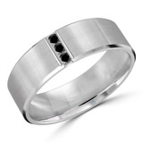 7 MM Black Diamond Mens Wedding Band in White Gold (MDVB0937)