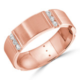 7 MM Diamond Mens Wedding Band in Rose Gold (MDVB0975)