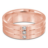 8 MM Diamond Mens Wedding Band in Rose Gold (MDVB1015)